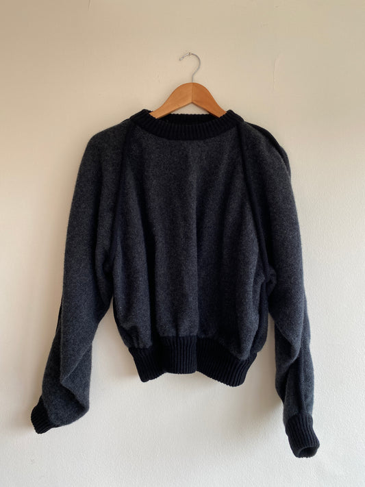 Cropped HEIMAT Jumper — Charcoal with Black