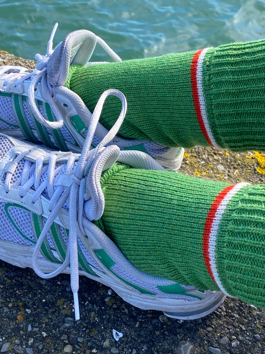 Vibrant green lambs wool socks